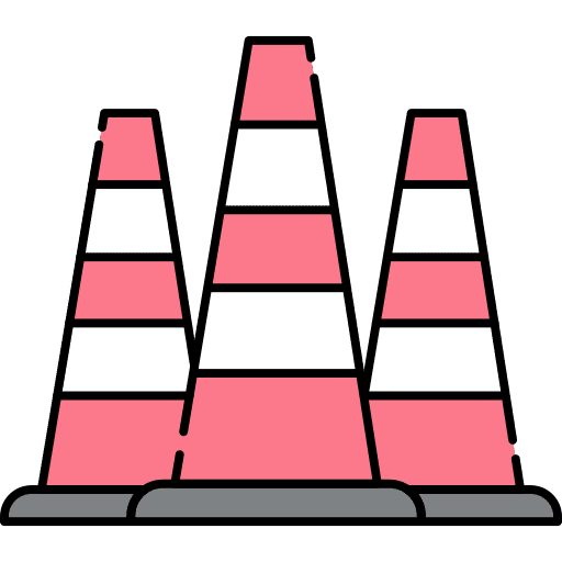 Safety traffic cone road sign signaling icon