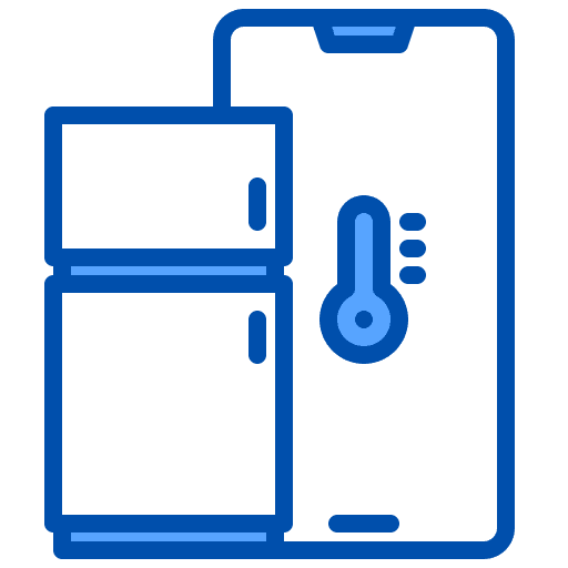 Fridge domotics smartphone mobile phone icon Fridge domotics smartphone mobile phone icon