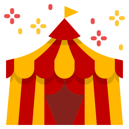 Circus tent amusement park entertainment carnival icon