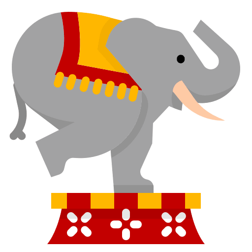 Elephant animals circus amusement park icon