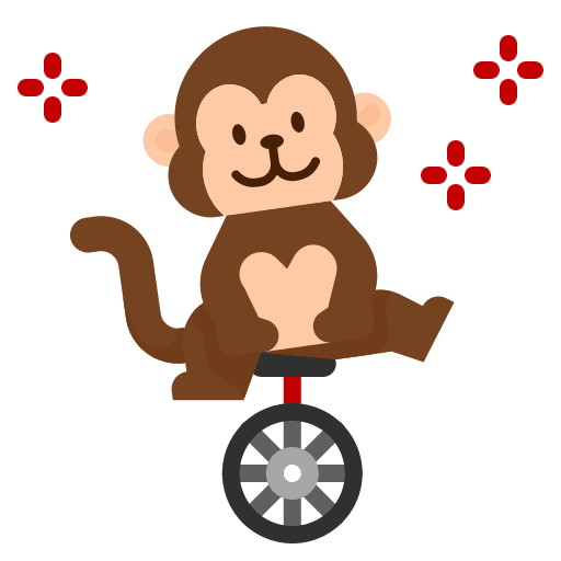 Monkey amusement park unicycle animal icon