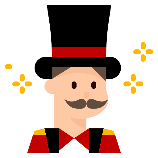 Magician entertainment fairground man icon