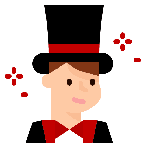 Magician people circus fairground icon