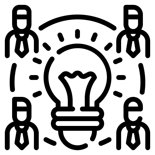 Brainstorm business and finance idea discussion icon