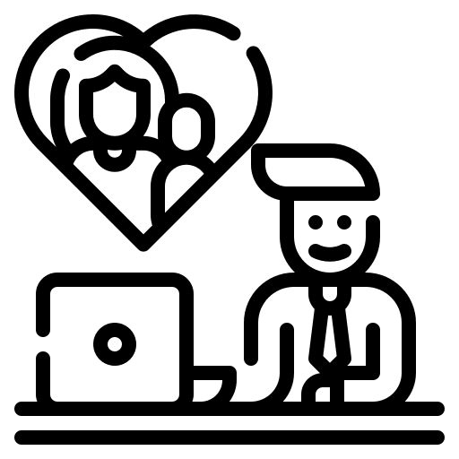 Family working computer technology icon Family working computer technology icon
