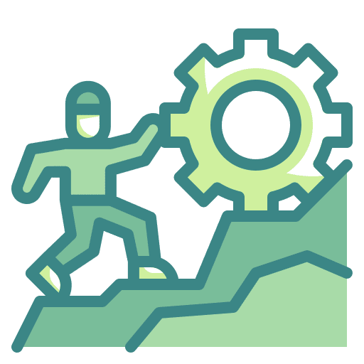 Development effort gear struggle icon Development effort gear struggle icon