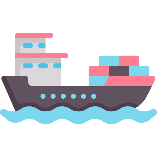 Cargo ship transportation industry box icon