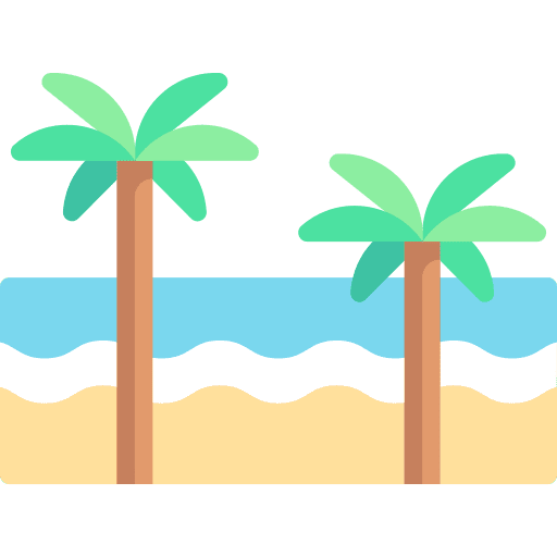 Beach palm tree sea summer icon Beach palm tree sea summer icon