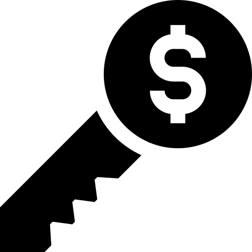 Key investment key of success dollar icon Key investment key of success dollar icon