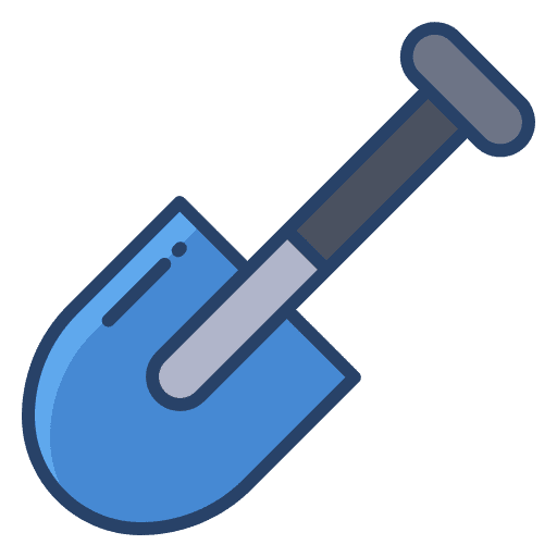 Shovel farming and gardening digging hoe icon