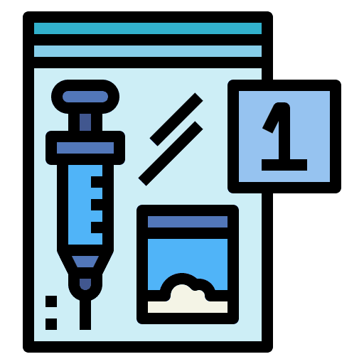 Drugs bag evidence syringe icon