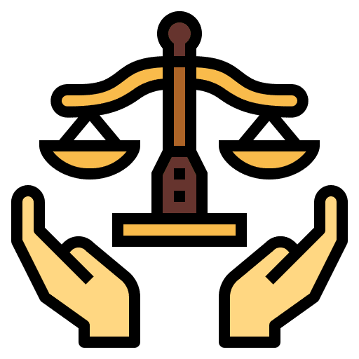 Justice hand judge balance icon