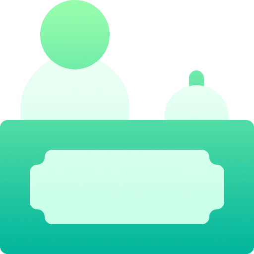 Reception front desk receptionist protection icon Reception front desk receptionist protection icon