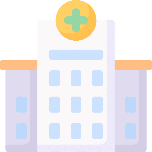 Hospital health clinic healthcare and medical hospital building icon