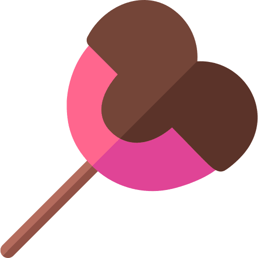 Chocolate stick candy heart shape icon