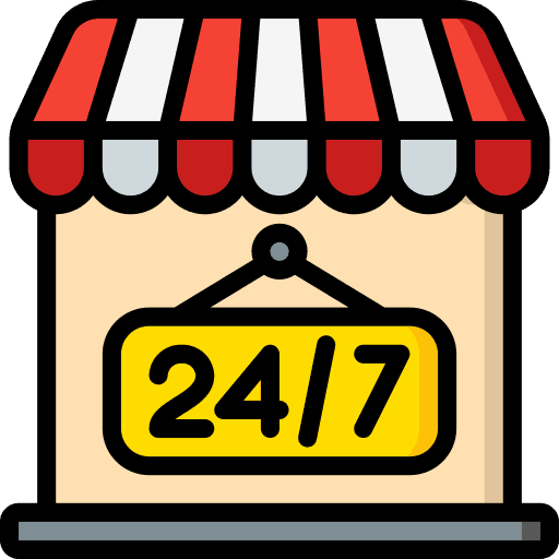 24 hours online shop 24 hours groceries icon