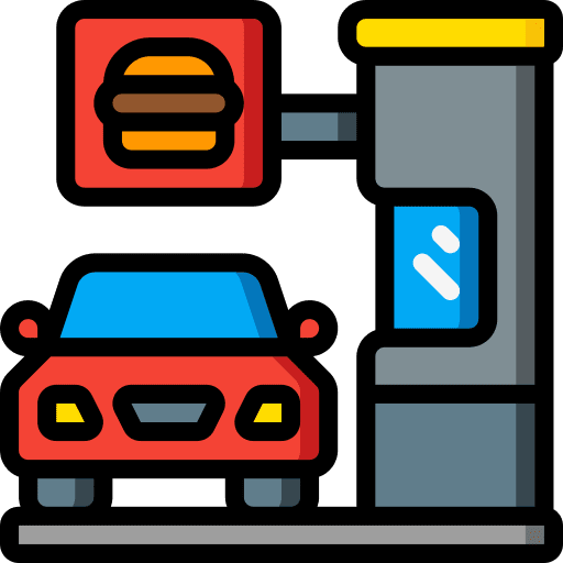 Drive thru take away vehicle transportation icon