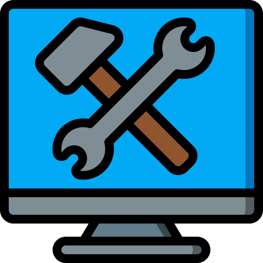 Technical support operator consultation construction and tools icon
