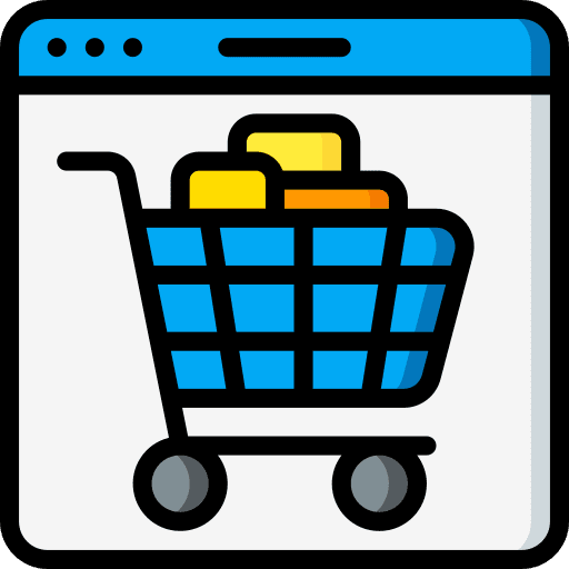 Web browser market shopping shopping trolley icon
