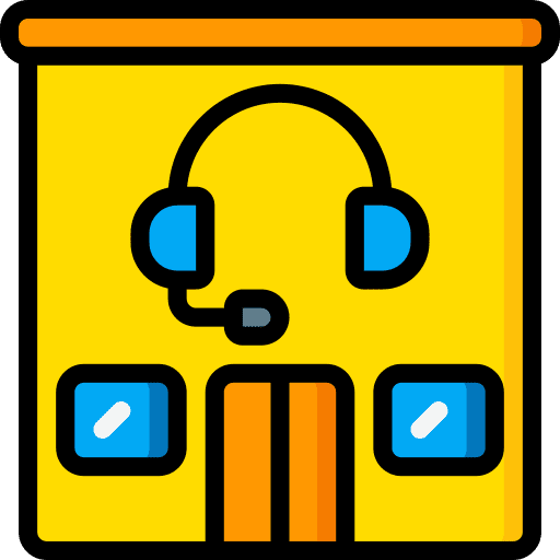 Call center customer service architecture and city telephone icon