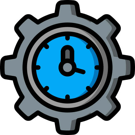 Gear cog watch time and date icon