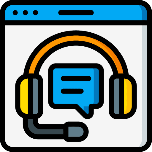 Live chat headphones web browser speech bubble icon