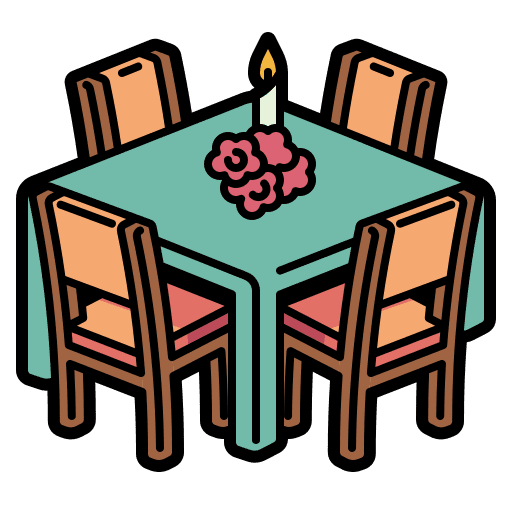 Table romantic dinner dinner table furniture and household icon
