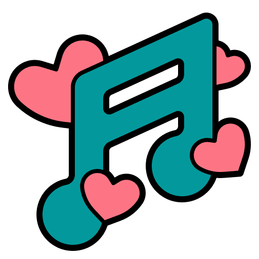 Love song quaver valentine musical note icon Love song quaver valentine musical note icon
