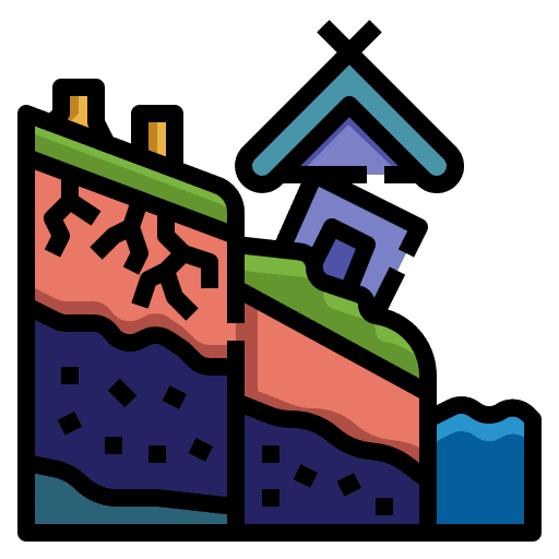 Landslide warning dangerous weather icon Landslide warning dangerous weather icon