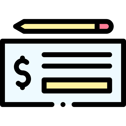 Bank check deposit currency pen icon Bank check deposit currency pen icon