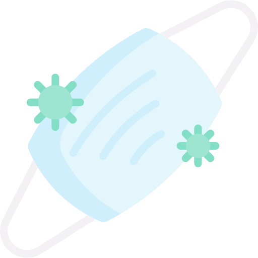Contaminant coronavirus face mask bacteria icon Contaminant coronavirus face mask bacteria icon