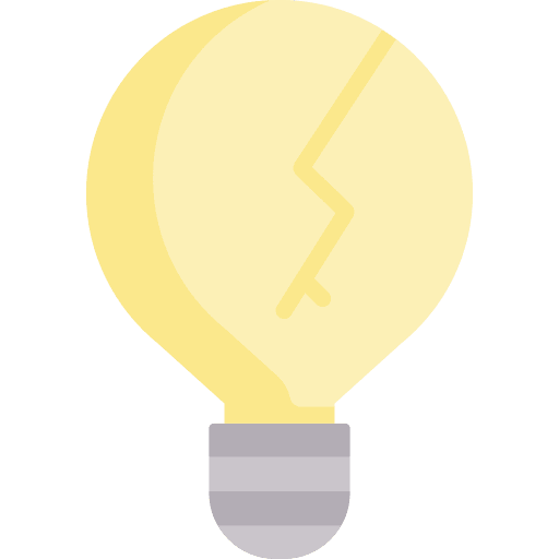 Light bulb broken illumination trash icon Light bulb broken illumination trash icon