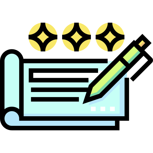 Cheque bet money pen icon Cheque bet money pen icon