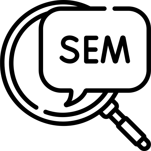 Sem searching magnifier marketing icon