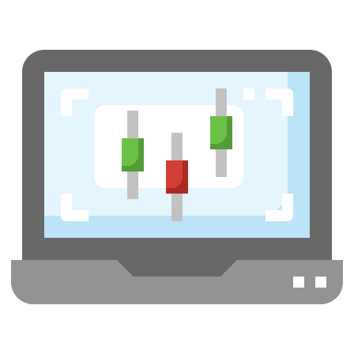 Laptop trading graph trade icon