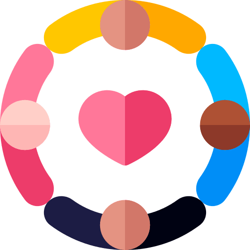 Friendship group heart people icon