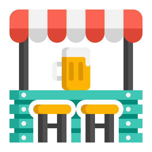 Bar counter stall beer commerce icon