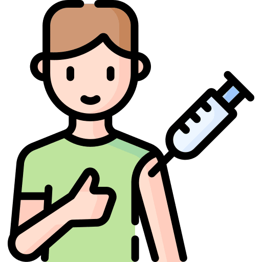 Vaccination thumbs up caucasian arm icon