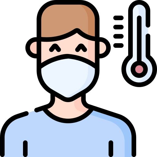 Fever thermometer covid 19 sick person icon