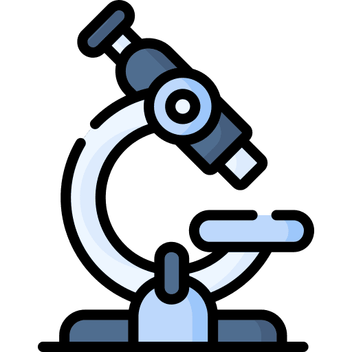 Microscope observation investigation lab icon