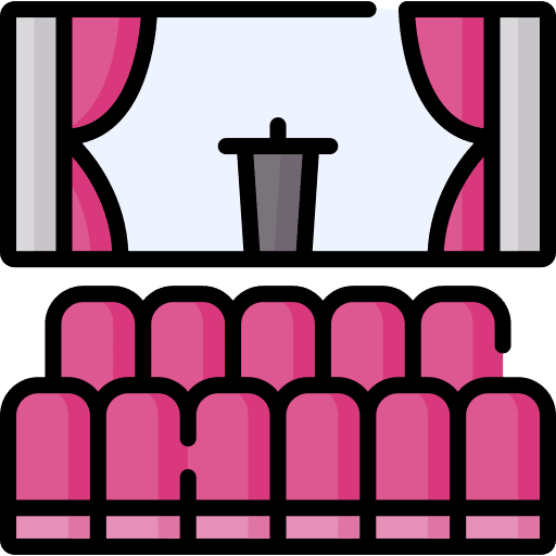 Auditorium stage curtain theater icon