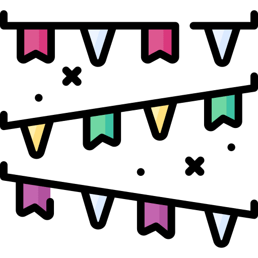 Garlands fun birthday decoration icon