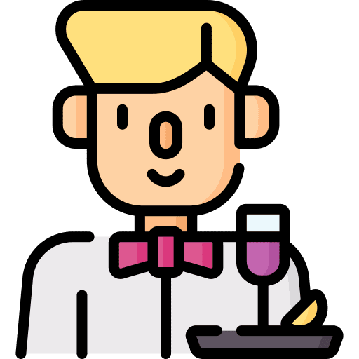 Waiter professions and jobs caucasian man icon