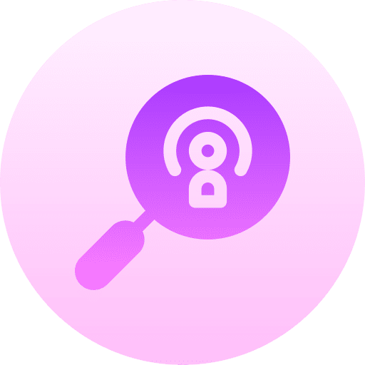 Podcast microphone magnifying glass podcast icon Podcast microphone magnifying glass podcast icon