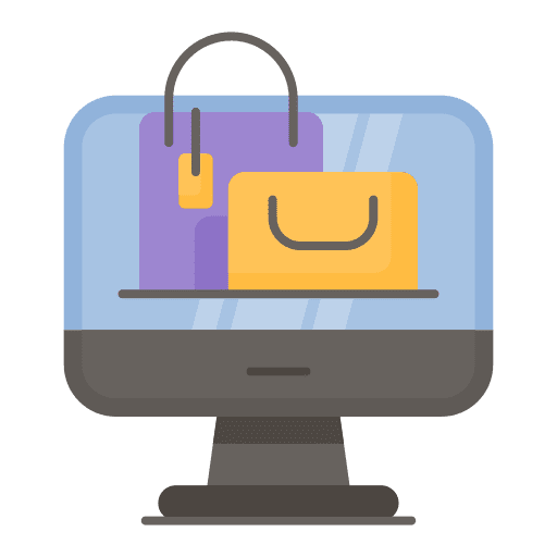 Online shop monitor app purchase icon