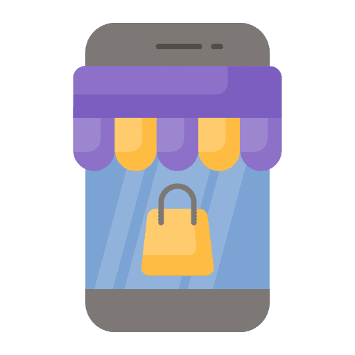 Online shop smartphone buy shopping bag icon Online shop smartphone buy shopping bag icon
