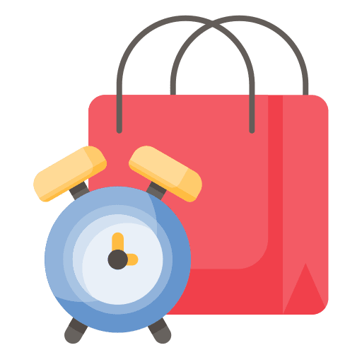 Shopping bag sale clock alarm icon Shopping bag sale clock alarm icon