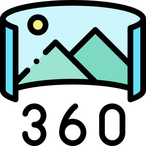 360 degrees visual 360 degrees electronics icon