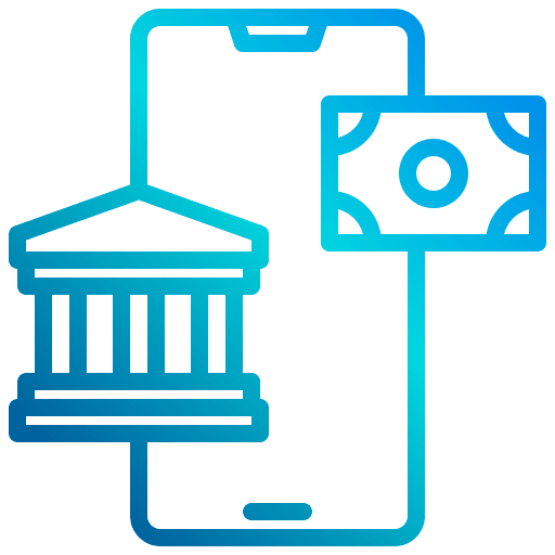Bank smartphone dollar mobile payment icon Bank smartphone dollar mobile payment icon