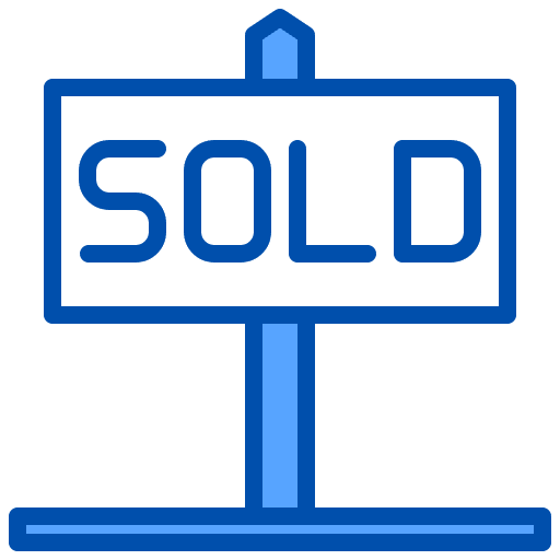 Sign hanging post sold icon Sign hanging post sold icon